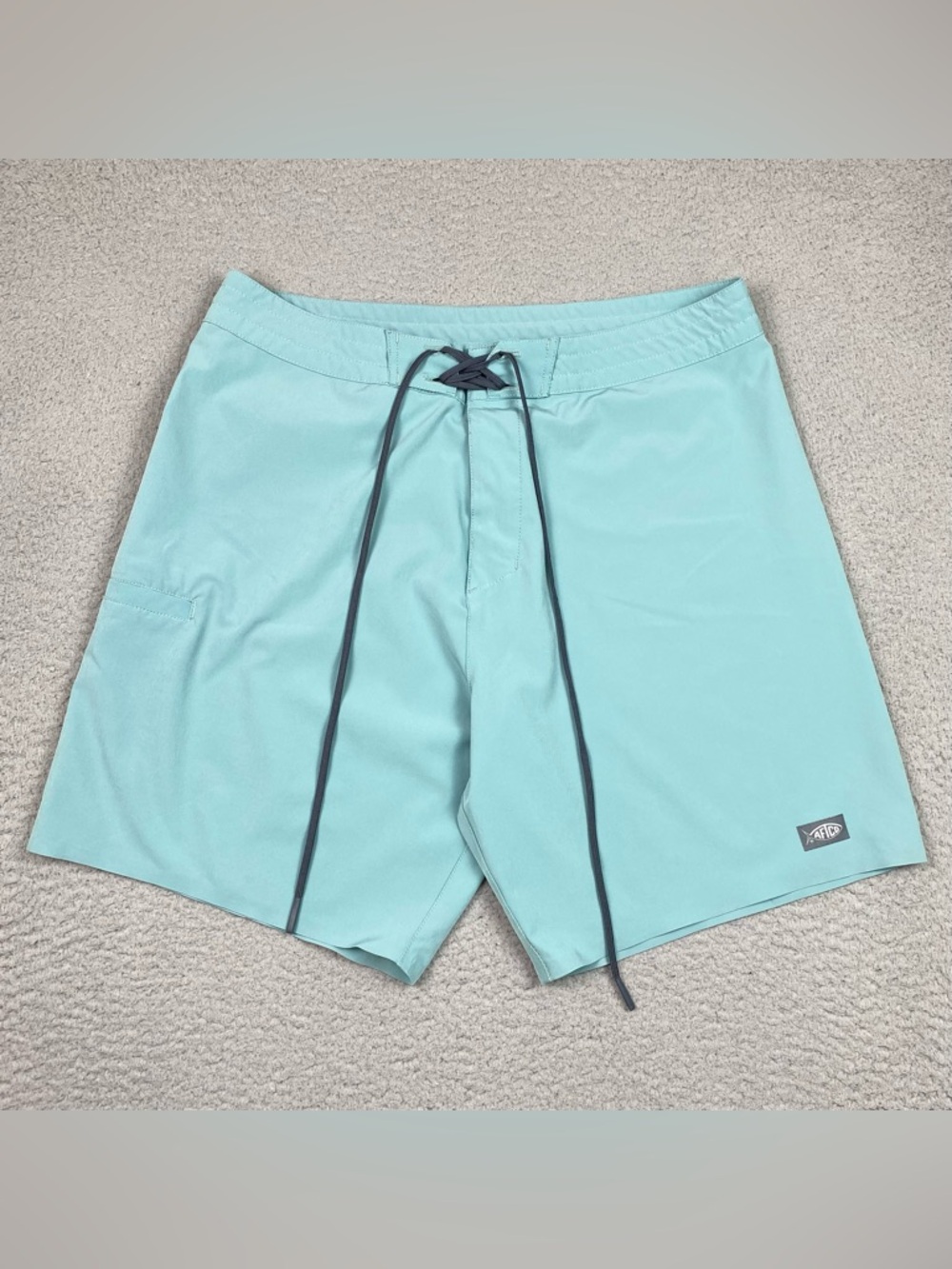 AFTCO Board Shorts Men's Size 34 Teal Stretch Beach Swim Surf Summer 8" Inseam